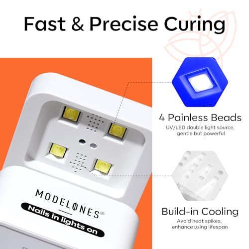 Image of Modelones Mini UV Light for Gel Nails Flash Curing 2 Timers Milky White