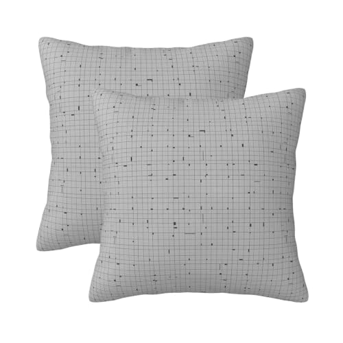 KiuLoam Modern Minimalist Pillow Covers 18x18 Inch Set of 2 Light Grey and Black Plaid Neutral Decorative Throw Pillow Cases Farmhouse Outdoor Cushion Covers for Sofa Couch Living Room Bed Decor