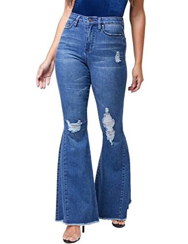 YMI Womens Repreve W/Lycra Gigi HIGH Rise Extreme FIT & Flare, R1642, 5 Blue