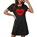 Hnodov Fashion Pjs Plus Size Nightgowns for Women Cute Printed Sleepwear Round Neck Short Sleeve Night Gown Dresses Sleep Shirts, Black,XX-Large