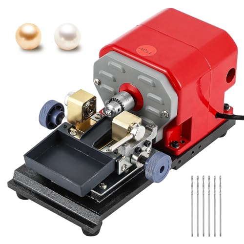 BAOSHISHAN 680W Pearl Drilling Machine Coral Driller Amber Holding Machine Bead Polishing Machine Full Set Speed Adjustable (with 6pcs tungsten steel needles)