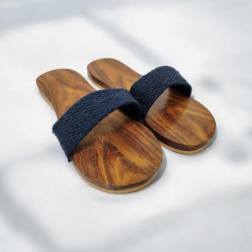 Image of Slippers For Men| Lakdi Ki Paduka, Chappal For mandir Or Puja Ghar| Khadau Chappal For Men (Size-6-8UK) (Rosewood-Brown)