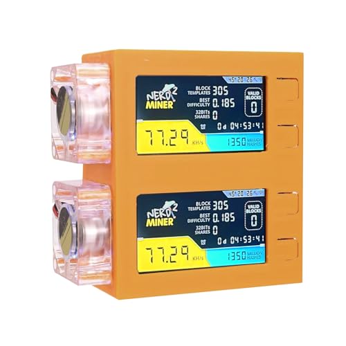 Bitcoins Miner 78KH/s*2 Display S19 Pro 2.4G WiFi Bitcoins Solo Lottery Miner Machine Mini lotto Device Low Power LED Fan(Orange)