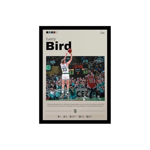 Image of BLINKART Larry Bird | Nba Basketball Player | Synthetic Wood Photo Framed Wall Hanging Poster For Room & Office Bedroom Living Boys And Girl Room Home Wall Hanging | 13x10 Inches