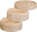 Ibili Dampfgarer-Set, Bambus, braun, 20 cm, 3-Einheiten