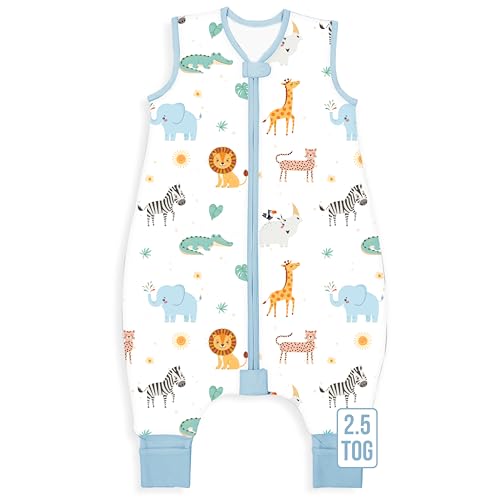 Image of Mama Cheetah Toddler Sleep Sack with Feet, 6-18 Month, 2.5 TOG Organic Cotton Baby Sleeping Bag with Legs, Baby Wearable Blankets for Walkers w / 2-Way Zipper, Baby Sleep Sack for Girls & Boys, Small