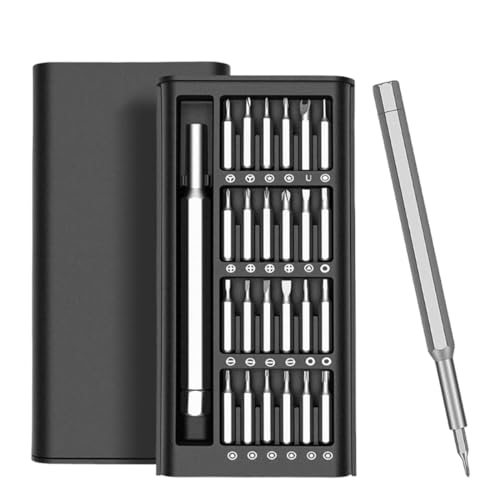 LUDHEP Destornilladores Precisión, 24 en 1 Kit Destornillador Electrico Precisión Pequeño, Mini destornillador eléctrico, for Mobile Phone, Smartphone, Game Console, Tablet, PC y Juguetes