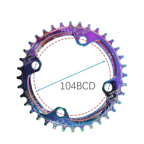 DJC Bike Chainring 104BCD Round 30t 32t 34t 36t 38t 40t 42t 44t 46t 48t 50t 52t Tooth Narrow Wide 7/8/9/10/11/12 Speed Ultralight MTB Mountain Bike 104 BCD Chainwheel,03# Round Oilsick,40T