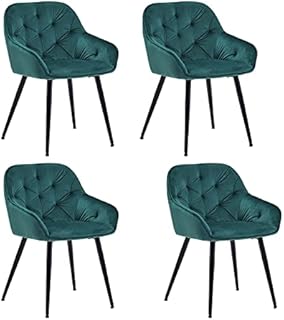 LEMROE Velvet Dining Chairs Set of 2 Padded Kitchen Chairs with Arms and Metal Legs Lounge Chair for Living Room Reception Chair for Office (Black, Velvet)