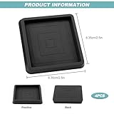 Furniture Coasters Cups, Rubber Furniture Feet Caster Cups Floor Protectors Square Table Chairs Legs Cup Pads for Carpet Floors Piano Sofa 4 Pcs - Image 2