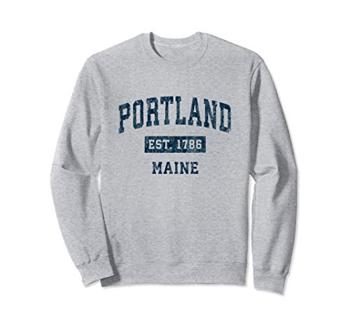 41ZOAWKBiEL._SL500_ Portland Maine ME Vintage Sports Design Navy Print Sweatshirt
