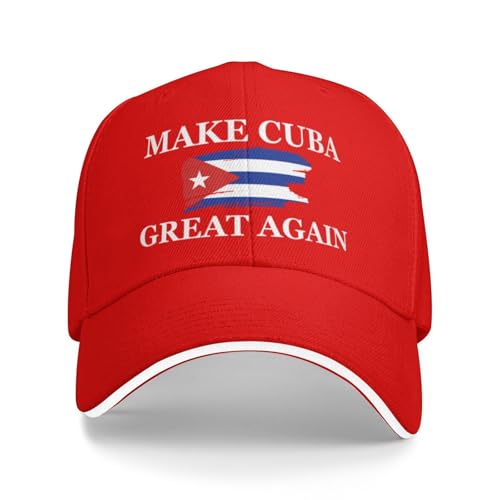Make Cuba Great Again Hat Adjustable Cuban Hats for Men Red Cap Mens Baseball Hats for Women