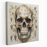 Painted Anarchy Mixed Media Skull Collage Canvas Print, 20' x 20'