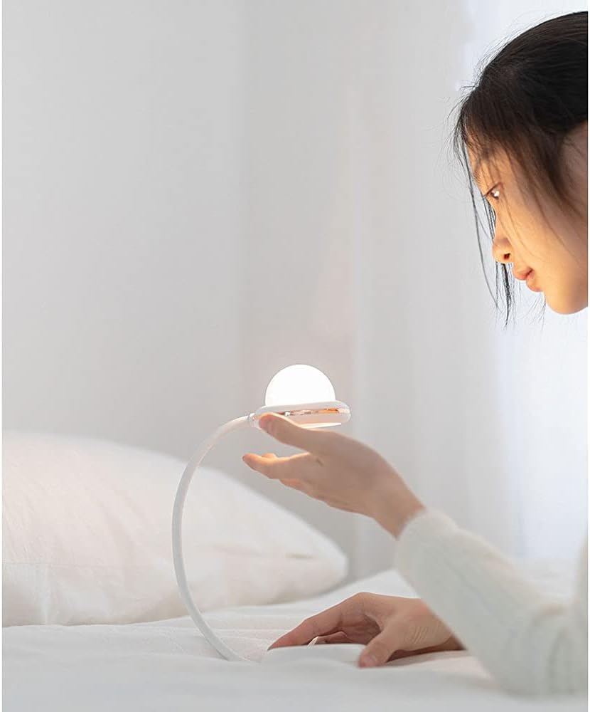 Cute Cat Desk Lamp, LED Desk Lamps for Home Office, White USB Charging Port Dimmable Desk Lamps, Portable Foldable Touch Decor Lamp 360° Flexible Gooseneck Kids Desk Llight