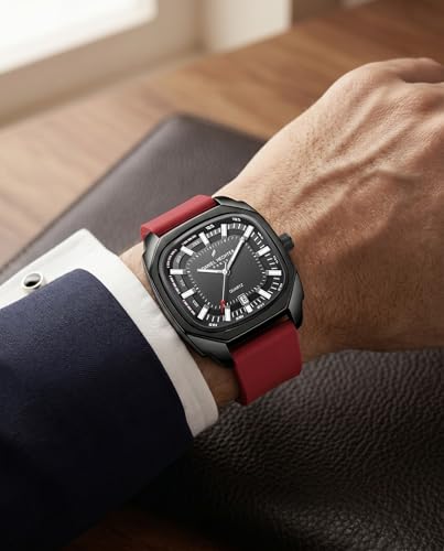 Image of Daniel Hechter Paris Marie Collection Analog Watch for Men with Square Dial, Date Display, Quartz Movement & Silicone Strap