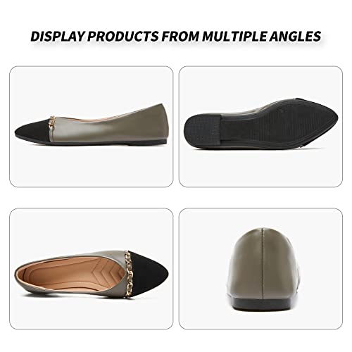 Image of BABUDOG Women's Black Flats Shoes,White Dress Shoes for Women,Crimping Faux Suede Ballet Flats Comfortable