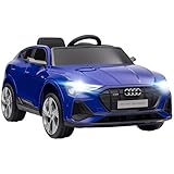 Aosom 12V Kids Electric Ride On Car, Audi E-tron, Battery Powered Toy with Parent Remote Control, Suspension System, Auxiliary Wheels, LED Lights, Music and Horn, MP3 Player, Dark Blue