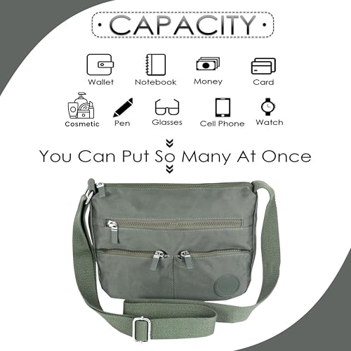 Image of Storite Multipocket Crossbody Bag for Women Lightweight Small Travel Bag Shoulder Purses and Handbags with Multi Zipper Pockets - Grey (25x19x11 cm)
