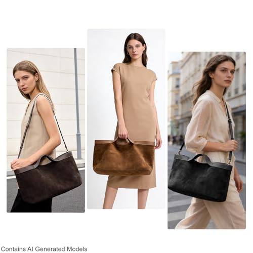 Bolso Tote de cuero genuino para mujer miniatura 2