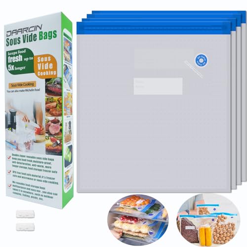 Comparison: Best Sous Vide Bags 11 Daarcin Super Large Sous Vide Bags15pcs kit,BPA Free Reusable Vacuum Sealer Bags and 2pcs Sealing Clips for Food Storage and Sous Vide Cooking(11.8x13.4in/30x34cm)