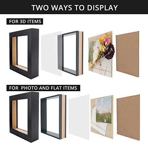 GraduationMall 5x5 3D Black Shadow Box Frame Deep Display Box with Linen Back,Ideal for Memorabilia Pictures Flowers Medals Tickets,Tabletop and Wall Hanging - Image 3