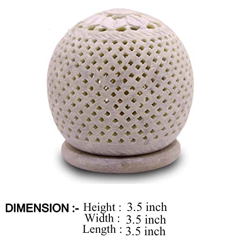 Soapstone Tea Light Candle Holder Wax Burner - Handmade Round Jali Carving For Gifting. Decorative Lantern For Home And Kitchen Decor #TOP6