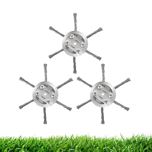 Steel Wire Grass Trimmer Head, 6 Inches Steel Wire Weed Trimmer Head, Rotary Brush Weed Remover Cutter Tool for Lawn, Compatible with All Weeder (6 Blades-5.5MM-3PCS)