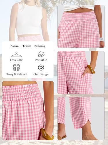 Image of ANRABESS Womens Wide Leg Palazzo Capri Pants 2026 Summer Casual High Waisted Barrel Lounge Flowy Cropped Beach Work Trousers