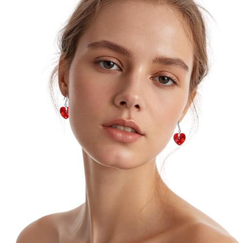 Austrian Crystal Heart Dangle Hook Earrings for Women Drop Earrings 14K Gold Plated Hypoallergenic Jewelry2