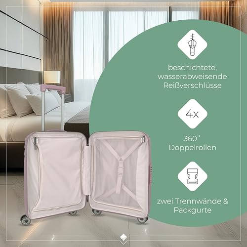 Travelite 4-Rad Hartschalen Handgepäck Koffer klein mit recyceltem Innenfutter, Gepäck Serie ELVAA: Stylischer Trolley mit Schutzecken + TSA Schloss, 55 cm, 41 Liter