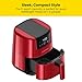 CHEFMAN 2 Qt Mini Air Fryer – Digital Space-Saving Compact Air Fryer with Nonstick and Dishwasher Safe Basket, Quick & Easy Meals in Minutes, Features Digital Timer and Shake Reminder – Red
