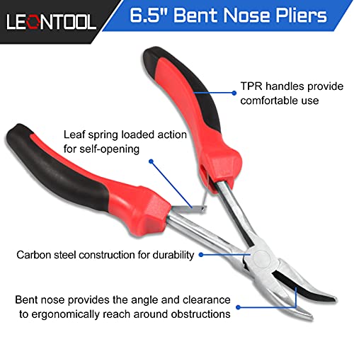 Image of 6.5 Inches Bent Nose Pliers Mini Long Reach Bent Needle Nose Pliers Bent Long Nose Pliers Angled Long Needle Nose Pliers Chain-Nose Pliers with Curved Nose for Jewelry Making Crafting Repair