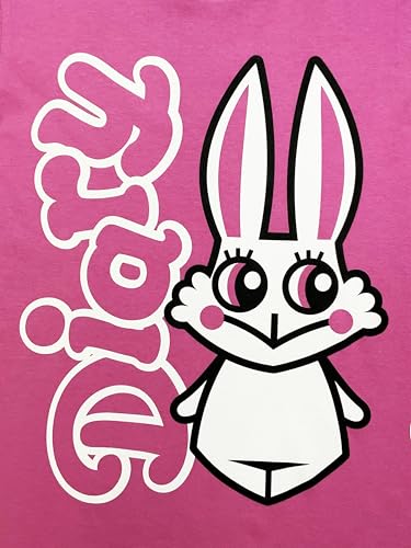 Diary of 4 Short Sleeve Crewneck Graphic Casual T Shirts Pink with Bunny Print Iconic Logo Family Matching3