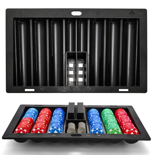 Plateau de jetons de poker en ABS robuste Pumtus, support noir de taille standard