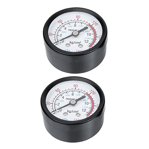 CALLARON エアコンプレッサー用空気圧計 0 180psi 配管用圧力計 2個セット 産業機械対応 空気タンク圧力測定 簡易取付 耐変形設計