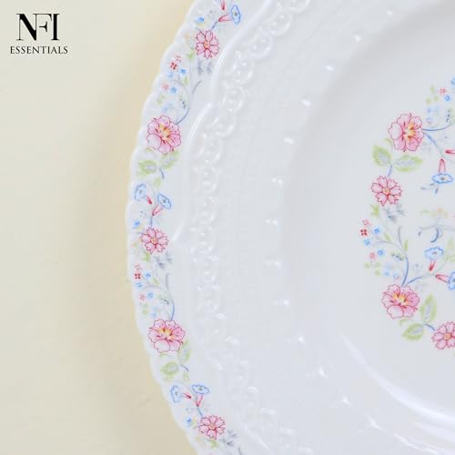 Image of NFI essentials 10.5 Inch Premium Ceramic Dinner Plate, Serving Plate for Main Course, Pasta, Rice, Salad & Meals, Microwave & Dishwasher Safe Kitchen Dinner Plate