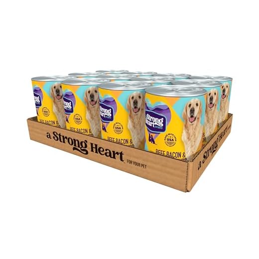 A Strong Heart Wet Dog Food, Beef, Bacon & Cheese Flavor - 13.2 oz Cans (Pack of 12), Made in The USA with Real Beef