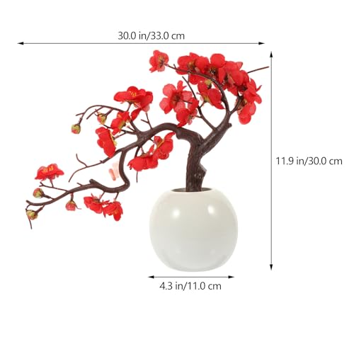 Bonsaï de chrysanthèmes d'hiver rouge en pot céramique