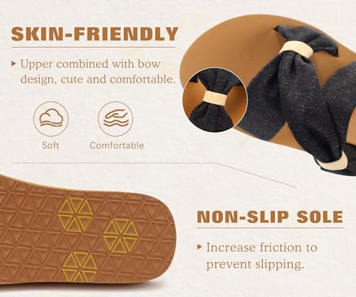 Image of KuaiLu Womens Dressy Bow Sandals Arch Support Yoga Foam Cushion Comfortable Walking Slides Open Toe Summer Beach Indoor Outdoor Slippers