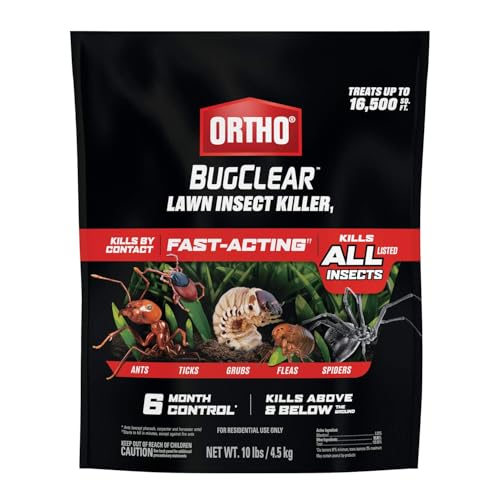 Ortho BugClear Lawn Insect Killer1 – Kills Ants, Spiders, Ticks, Fleas, Armyworms & Grubs, 10 lb Granules Treats Up to 16,500 sq. ft.