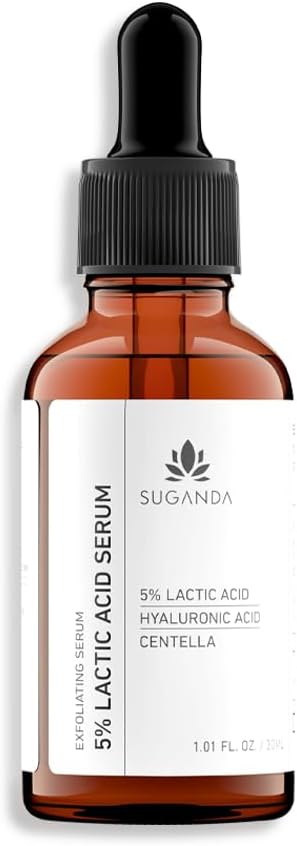 SUGANDA SKINCARE 5% Lactic Acid Serum, AHA Exfoliant with Hyaluronic Acid for Uneven Texture, Removes Dead Skin Cells, Reduces Dark Spots (30ml)
