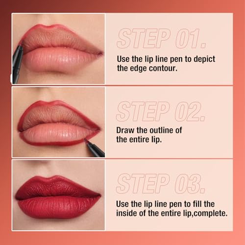 Red Lip Liner, Lip Pencil Waterproof Lipsticks for Women Long Lasting - Matte Liquid Lipstick Liner Lip Plumping Lipstick for Sculpting & Filling, Ideally Defined Lips with Smooth Texture - Image 6