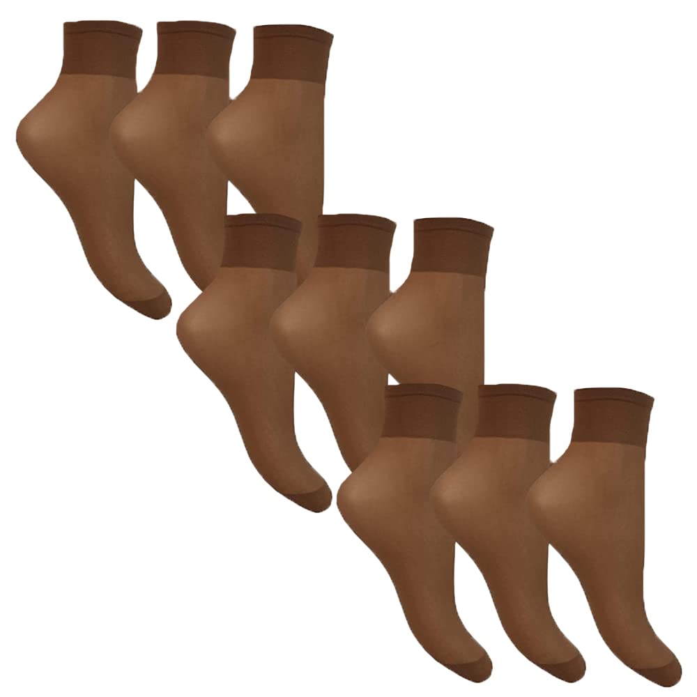 Undercover Ladies 15 Denier Sheer Anklets Mink 9 Pairs (3 Packs)