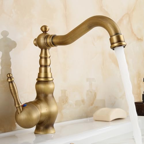 Robinetterie salle de bain vintage mitigeur laiton rotatif 360°