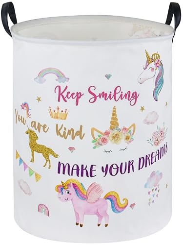 Image of Essme Kids Laundry Basket,Unicorn Hamper Collapsible Waterproof Storage Bin for Girls,Gift Baskets(Color Unicorn)