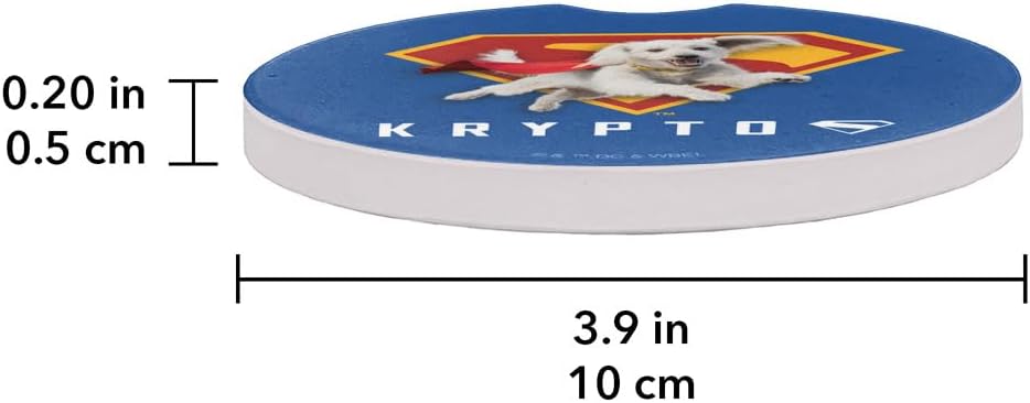 Superman 2025 Krypto Shield Car Coasters, Pack of 2, 2.5" Ceramic Stone, Drink Coaster for Cup Holders with Finger Notch - Image 6