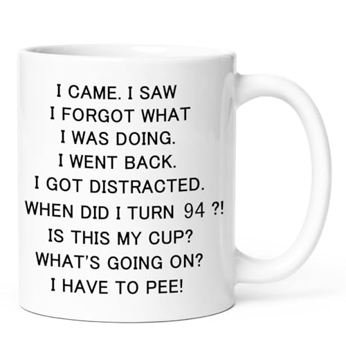 KOXAME 94th Birthday Gifts for Women Men - I Came I Saw I Forgot Coffee Mug 11oz - 94 Year Old Bday Gift Idea 1932 Birthday Decorations Coffee Cup for Mom Dad Grandma Grandpa Aunt Uncle(94y)