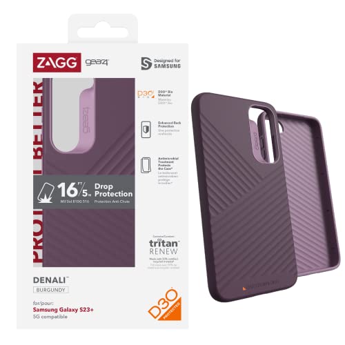 Coque Samsung S23+ ZAGG Gear4 Denali bordeaux antichoc D3O protège votre smartphone des chutes