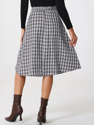Allegra K Vintage Plaid Skirts for Women's High Waist Pleated A-Line Midi Skirt3