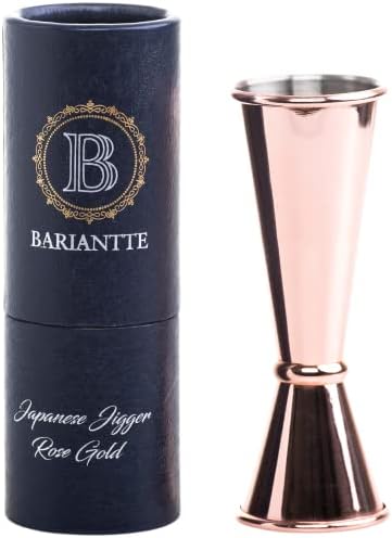 BARIANTTE Rose Gold Cocktail Jigger for Bartending | Jigger with Measurements Inside, Double Jigger 2 oz 1 oz | Japanese Jigger Cocktail Measuring Cup | Bar Jigger Shot Measure Jigger Liquor Measurer
